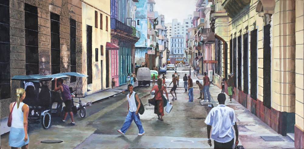 Painting of Trocadero Street, Havana 2008.